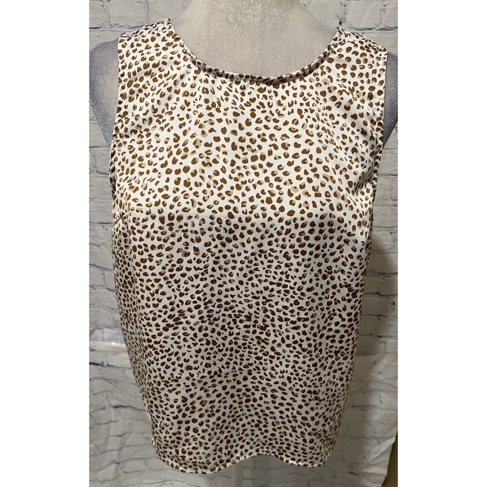 J.Crew women's sleeveless leopard animal print Top With Shell Buttons Size M